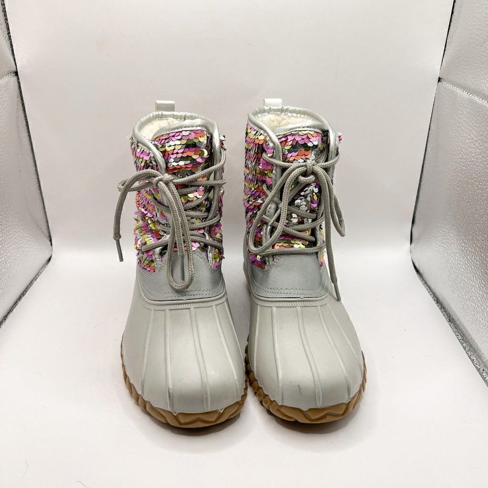Olivia Miller Girls Flip Sequin Duck Boots, Size 2